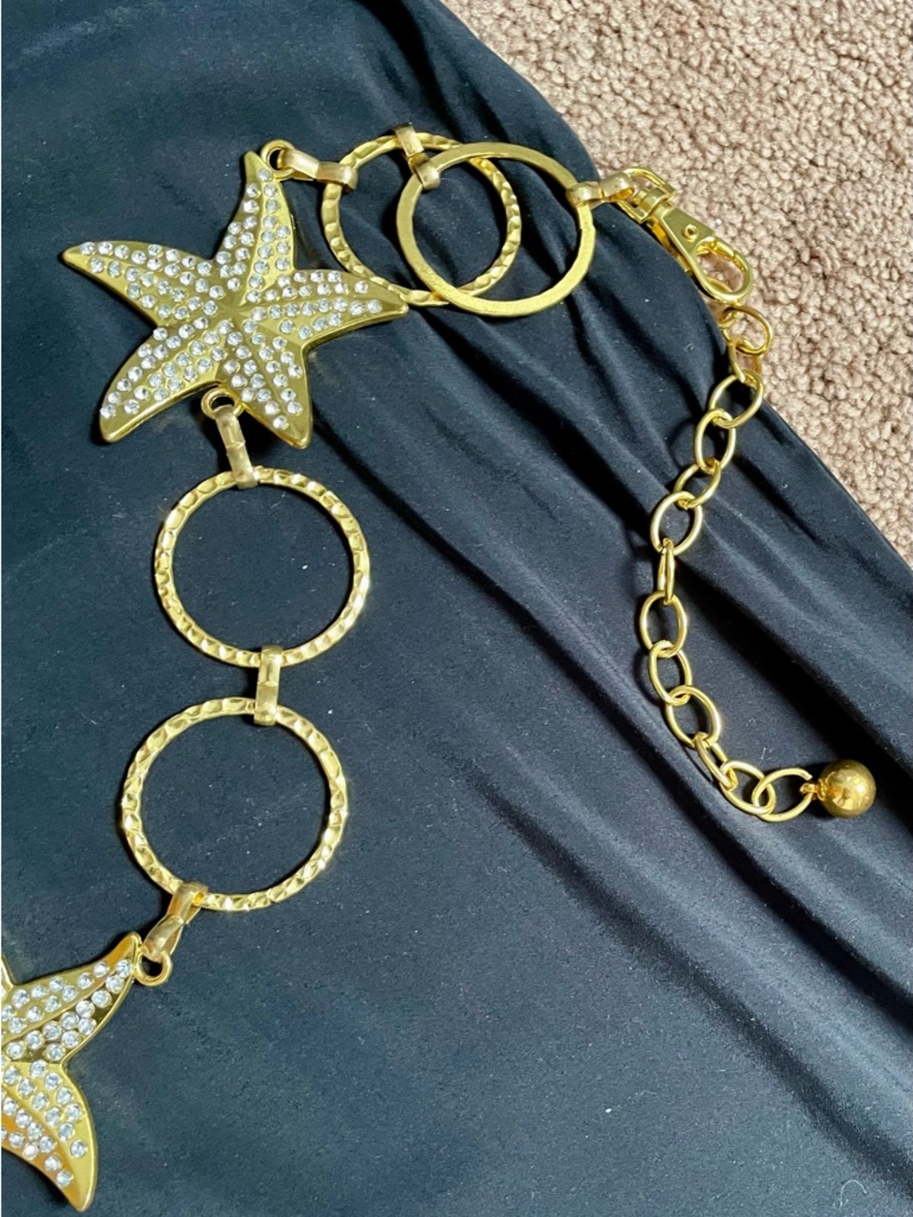 Gold Starfish Rhinestone Chain Belt